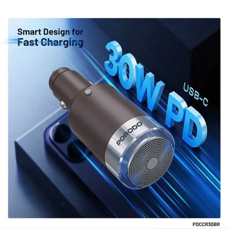 Porodo Shave N Drive Multi-Function Car Charger with Shaver Head - Brown
