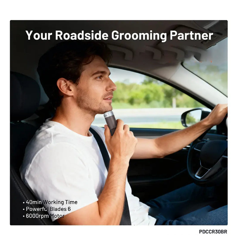 Porodo Shave N Drive Multi-Function Car Charger with Shaver Head - Brown
