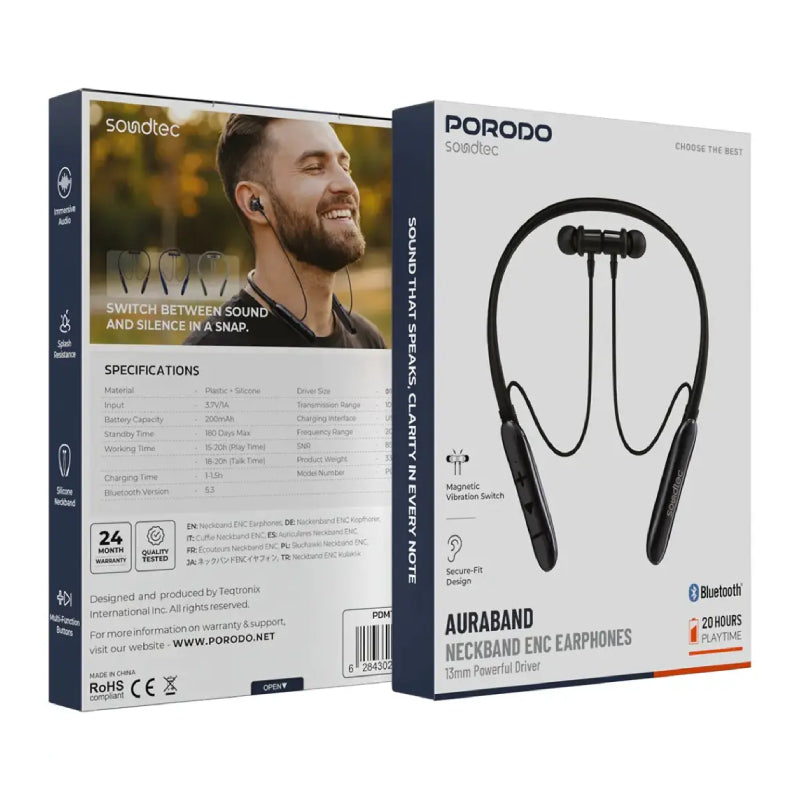 Porodo Soundtec Auraband Neckband - 200mAh / Black