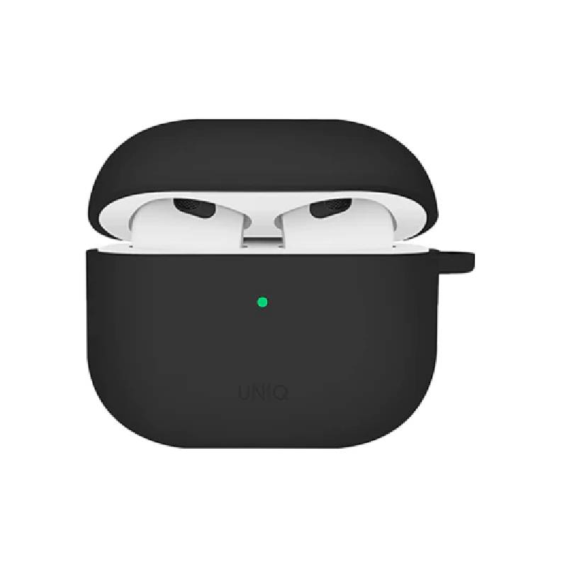 Uniq Nexo Active Hybrid Silicone Airpods 4th Gen Case With Sports Ear Hooks - Black