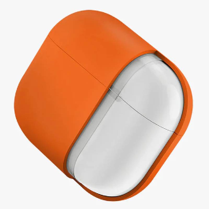 Uniq Nexo Active Hybrid Silicone Airpods 4th Gen Case With Sports Ear Hooks - Volt Orange