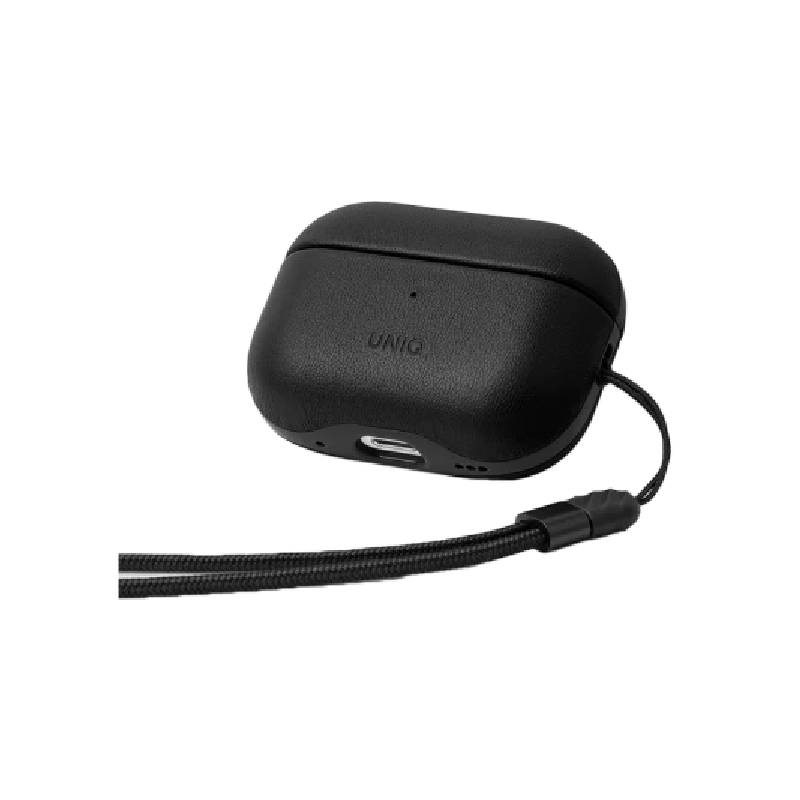 Uniq Terra Genuine Leather Snap Case for Apple Airpods Pro 2 - Dallas Black