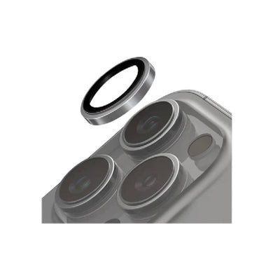 Uniq Optix Prime Stainless Steel Frame Sapphire Camera Lens Protector for Apple iPhone 16 Pro & 16 Pro Max – Chrome Grey