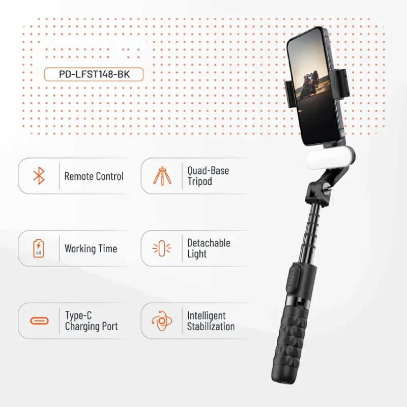 Porodo QuadBase Gimbal Stabilizer - Black
