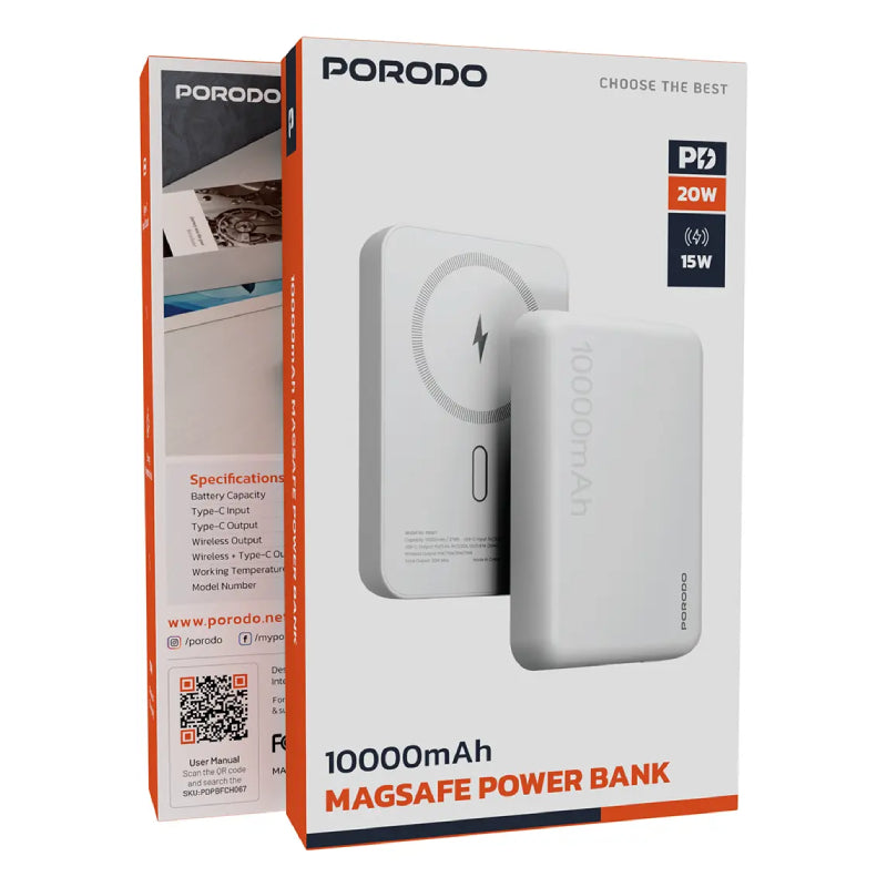 Porodo MagSafe Power Bank - 10000mAh / 20W / USB-C - White