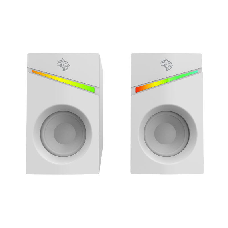 Porodo Gaming Gaming Stereo Wired Speakers Volume Knob Control - 1.1 Meter / 3.5mm Aux / USB - White