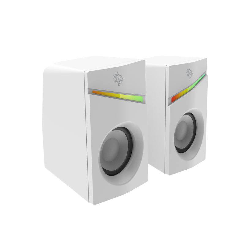 Porodo Gaming Gaming Stereo Wired Speakers Volume Knob Control - 1.1 Meter / 3.5mm Aux / USB - White