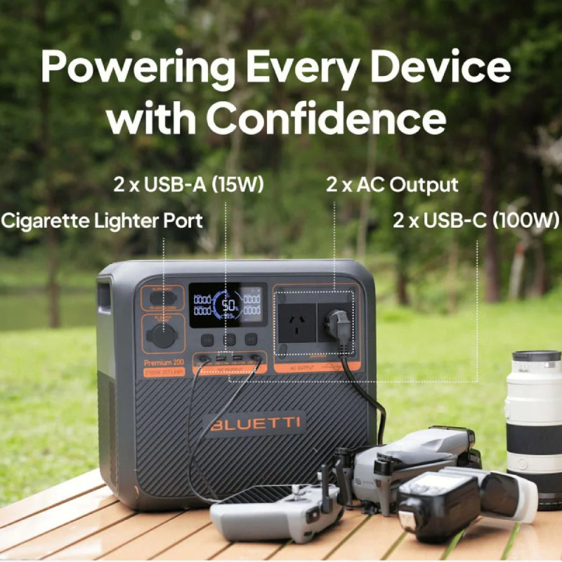 BLUETTI Premium 200 V2 Portable Power Station - 2,700W / USB-A / USB-C / Black