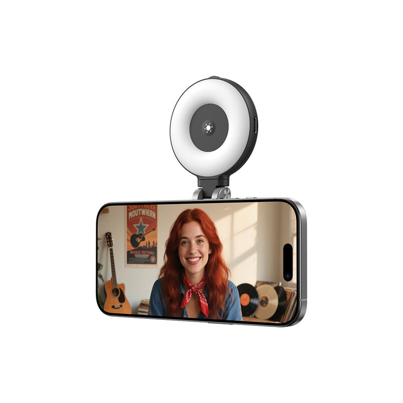 TELESIN C03 Magnetic Selfie Ring Light Phone Grip - Black