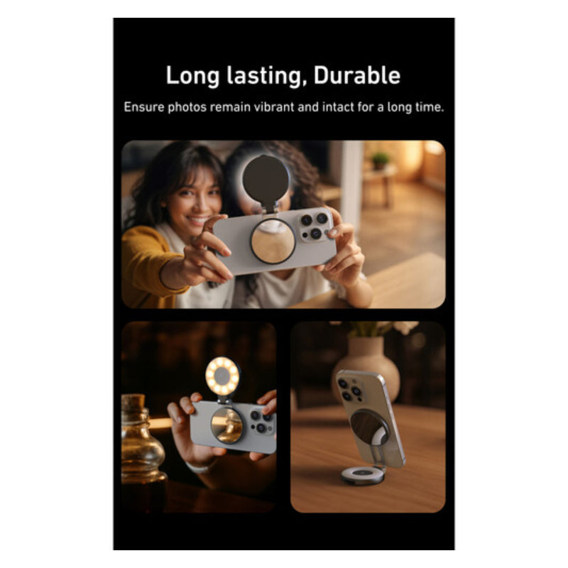 TELESIN C03 Magnetic Selfie Ring Light Phone Grip - Black