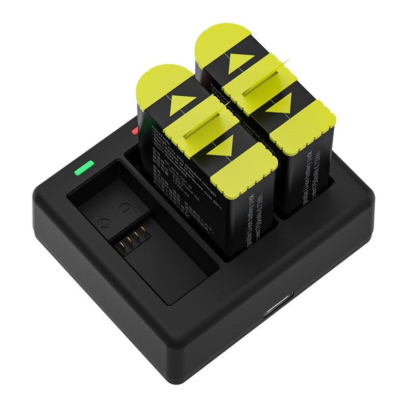 TELESIN 3 Slots Charger with 2 Batteries for GoPro 9/10/11 - Black