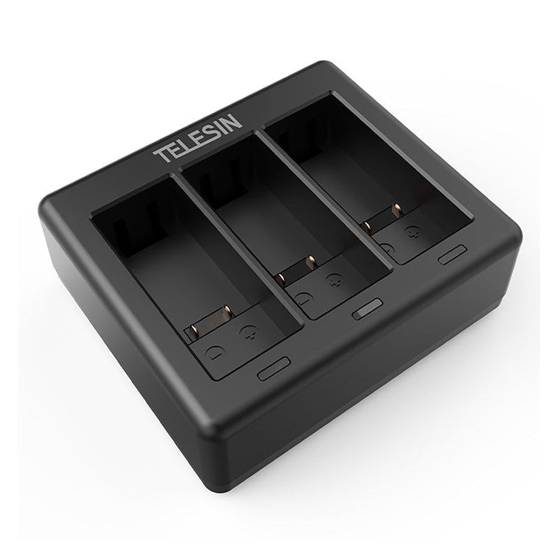 TELESIN 3 Slots Charger with 2 Batteries for GoPro 9/10/11 - Black