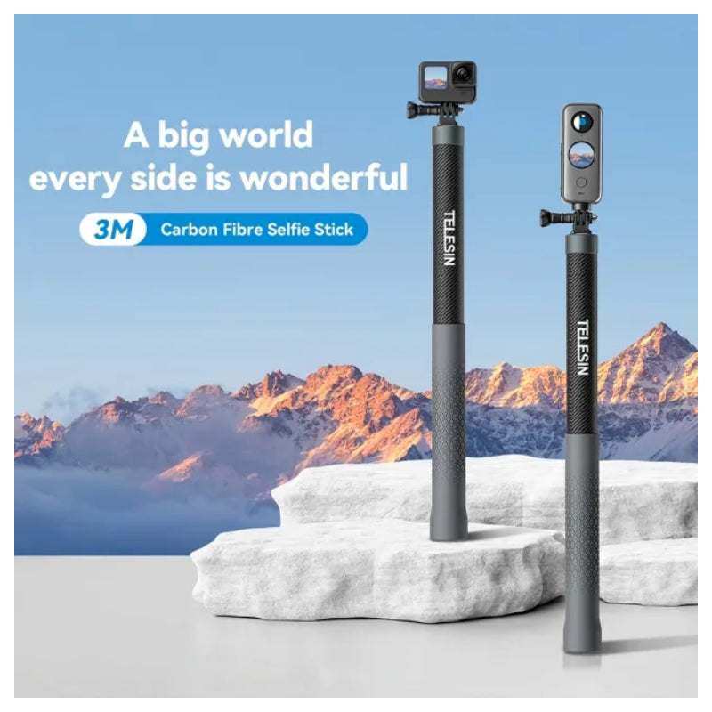 TELESIN Carbon Fiber Selfie Stick - Black