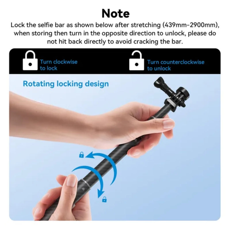 TELESIN Carbon Fiber Selfie Stick - Black