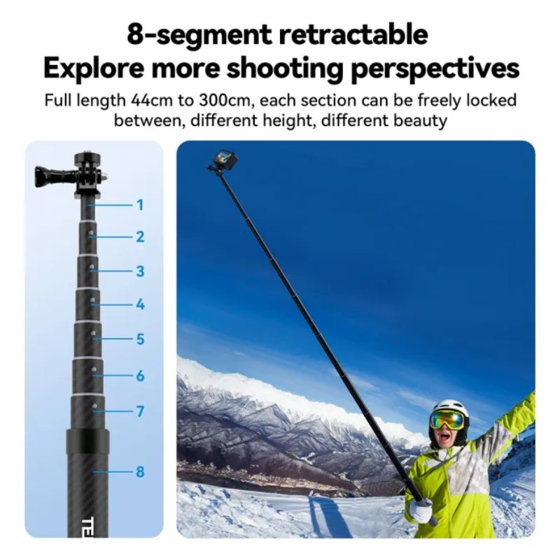 TELESIN Carbon Fiber Selfie Stick - Black