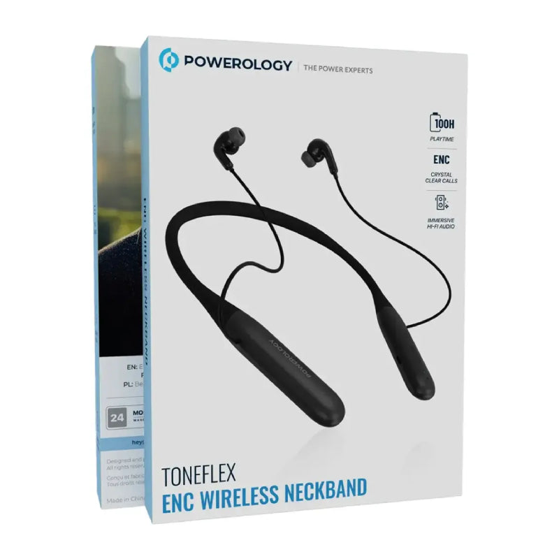 Powerology Toneflex ENC Wireless Collar Neckband - 850 mAh / Black