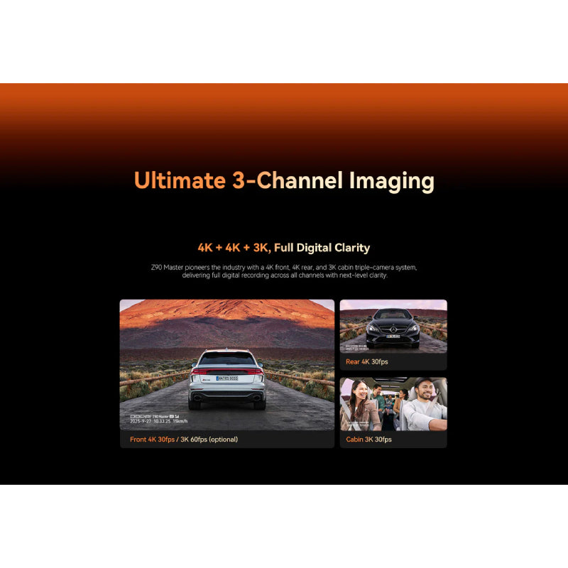 DDPAI Z90 Master 3CH Dash Cam - 3-inch IPS / Bluetooth / Black