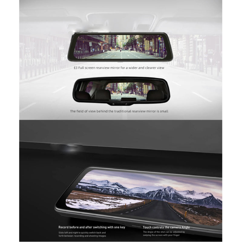 DDPAI Matrix Mirror Dash Cam - 9.35-inch LCD / Wi-Fi / Black