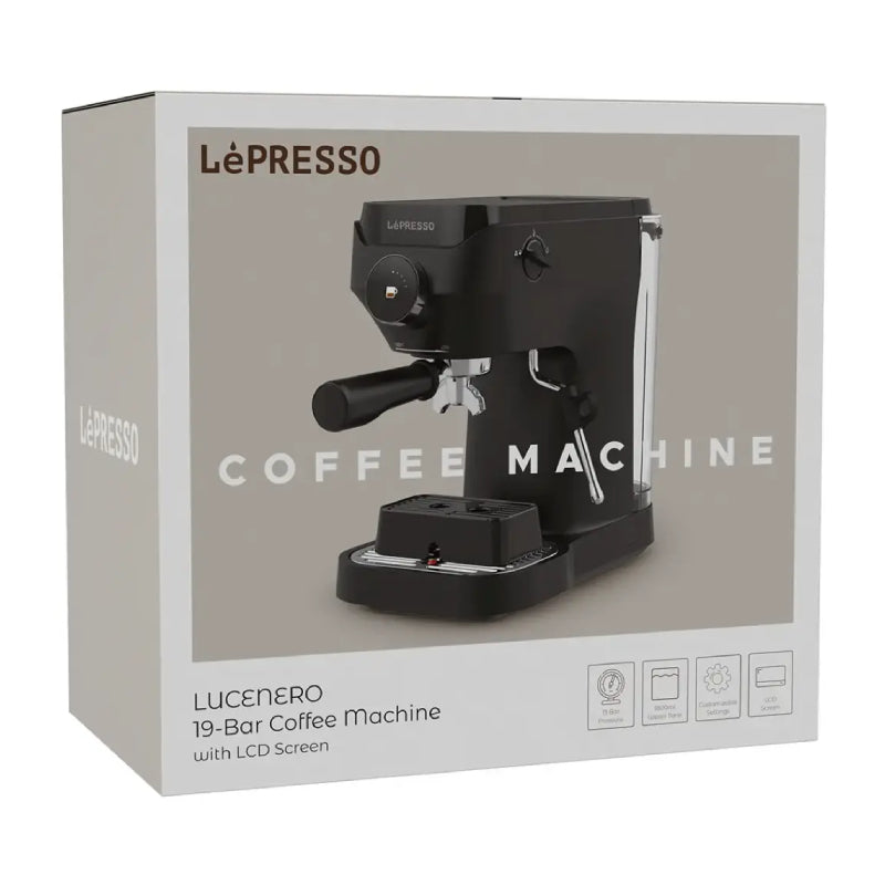 LePresso Lucenero 19-Bar Coffee Machine with LCD Screen - Black