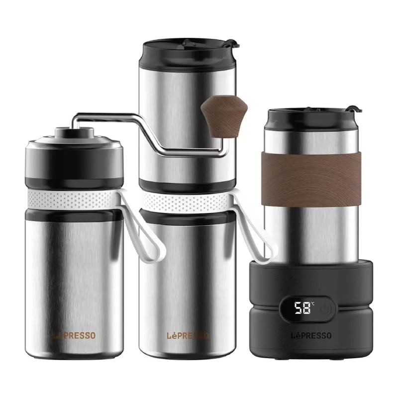 LePresso Grindo Quattro 4-in-1 Outdoor Coffee Set - Silver