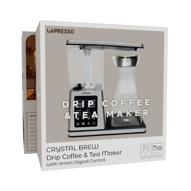 LePresso Crystal Brew Drip Coffee & Tea Maker with Smart Digital Control - Silver