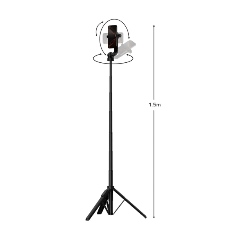 MOMAX 1-Snap Pole Magnetic Tripod Selfie Stick with Wireless Remote - Black
