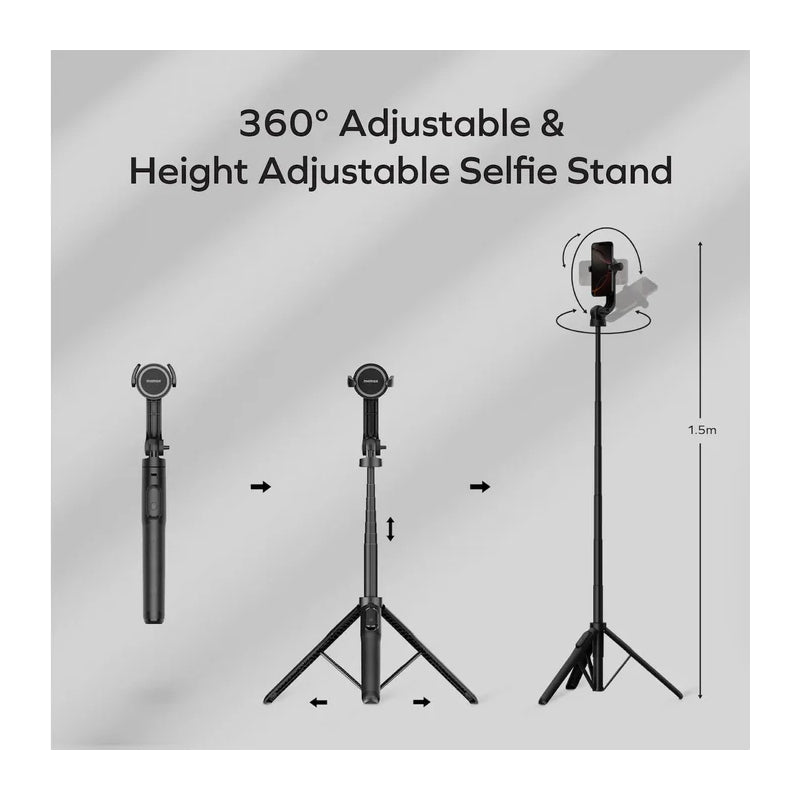 MOMAX 1-Snap Pole Magnetic Tripod Selfie Stick with Wireless Remote - Black