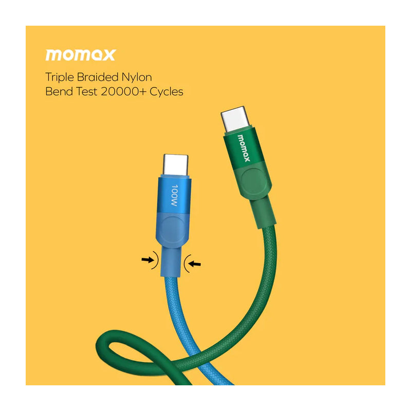MOMAX Mag.Link Magnetic Cable - USB-C / 100W / 1 Meter / Blue