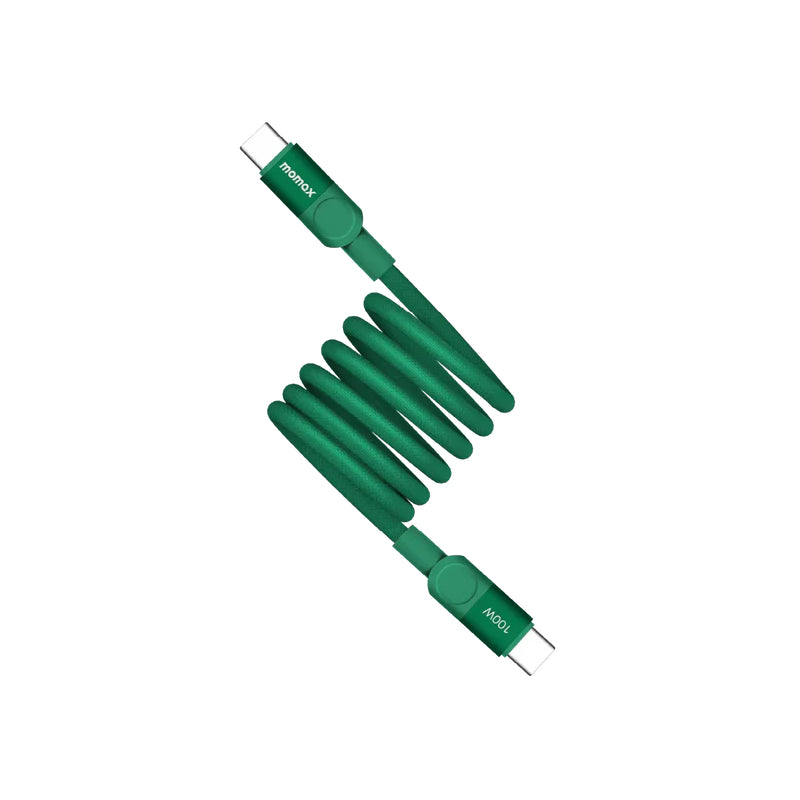 MOMAX Mag.Link Magnetic Cable - USB-C / 100W / 1 Meter / Green