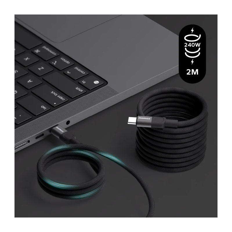 MOMAX Mag.Link Magnetic Cable - USB-C / 240W / 2 Meter / Black