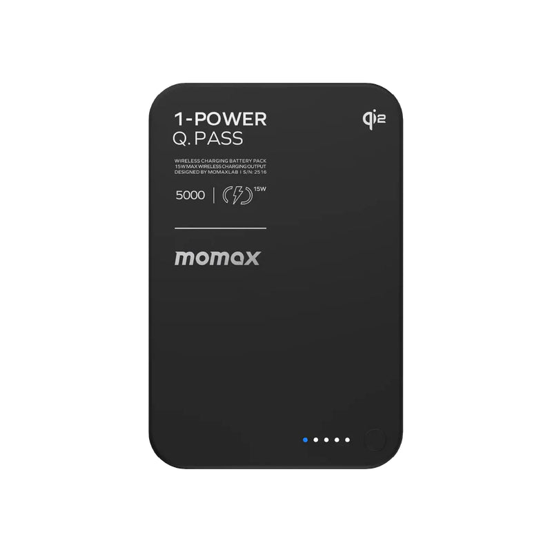 MOMAX 1-Power Q.Pass Qi2 Magnetic Wireless Power Bank - 5000mAh / USB-C / Black