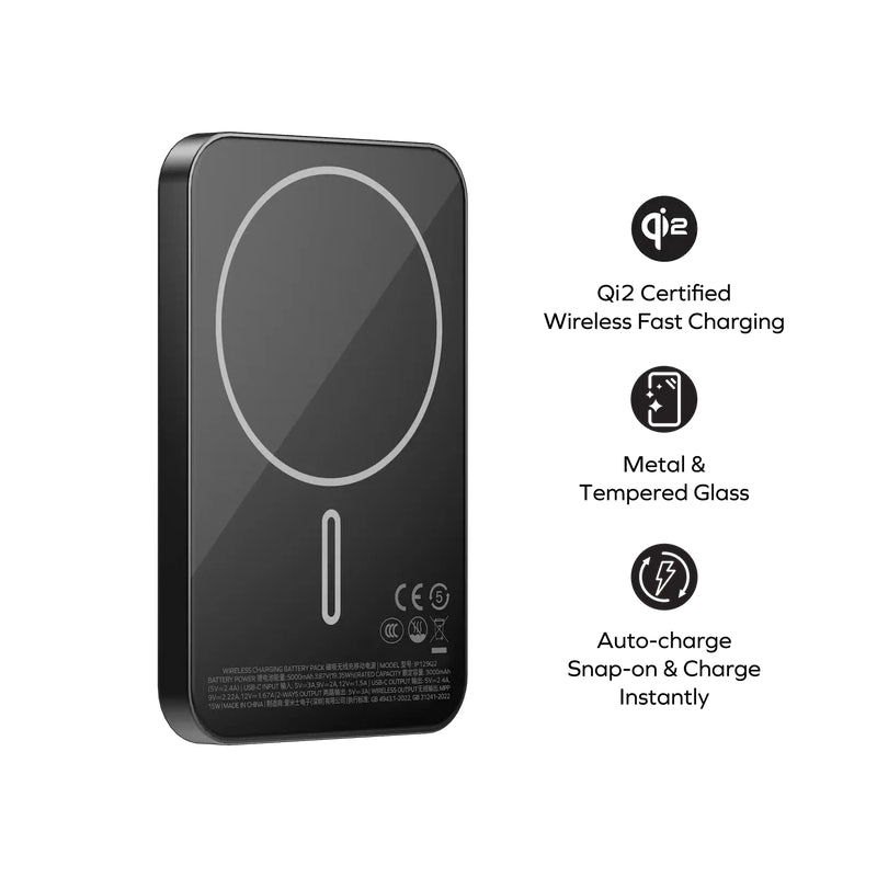 MOMAX 1-Power Q.Pass Qi2 Magnetic Wireless Power Bank - 5000mAh / USB-C / Black