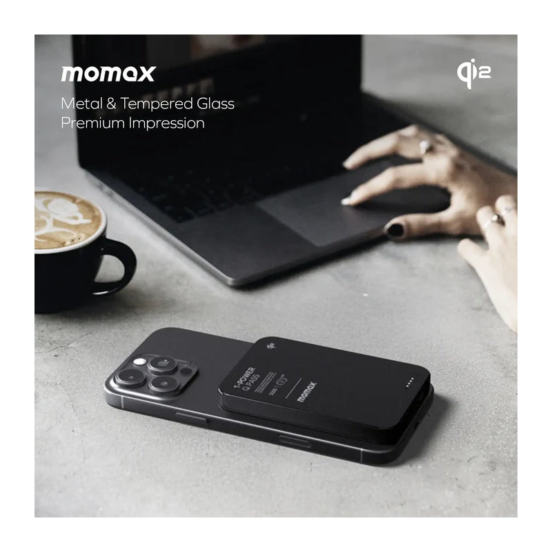 MOMAX 1-Power Q.Pass Qi2 Magnetic Wireless Power Bank - 5000mAh / USB-C / Black