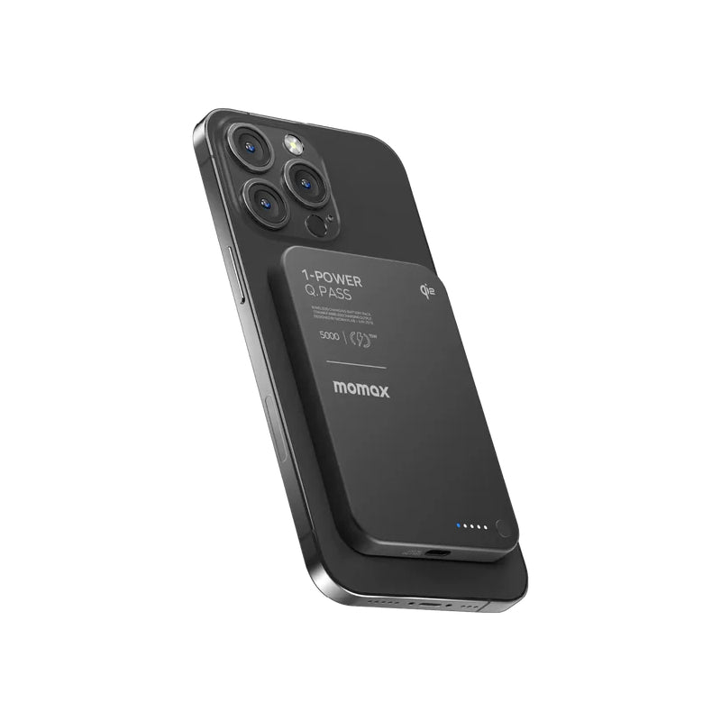 MOMAX 1-Power Q.Pass Qi2 Magnetic Wireless Power Bank - 5000mAh / USB-C / Black