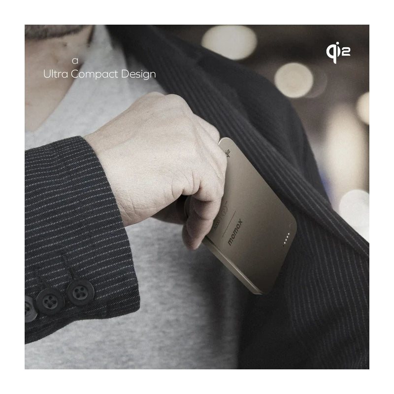 MOMAX 1-Power Q.Pass Qi2 Magnetic Wireless Power Bank - 5000mAh / USB-C / Sandstone