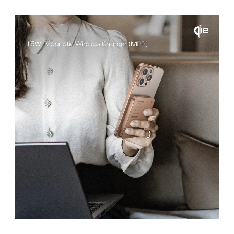 MOMAX 1-Power Q.Pass Qi2 Magnetic Wireless Power Bank - 5000mAh / USB-C / Sandstone