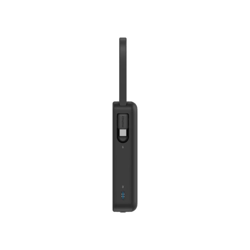 MOMAX 1-Power Vital+ Power Bank With Built-In Cable - 10000mAh / USB-C / Lightning / Black
