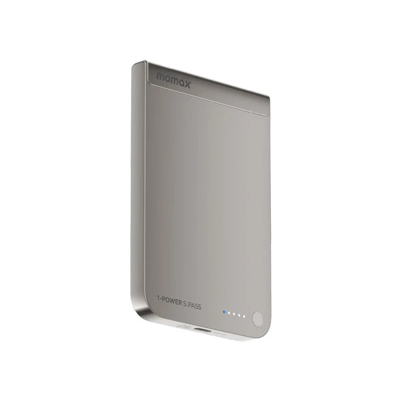 MOMAX 1-Power S.Pass Qi2 Magnetic Wireless Power Bank - 5000mAh / USB-C / Titanium