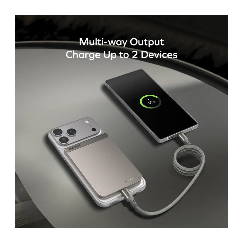 MOMAX 1-Power S.Pass Qi2 Magnetic Wireless Power Bank - 5000mAh / USB-C / Titanium