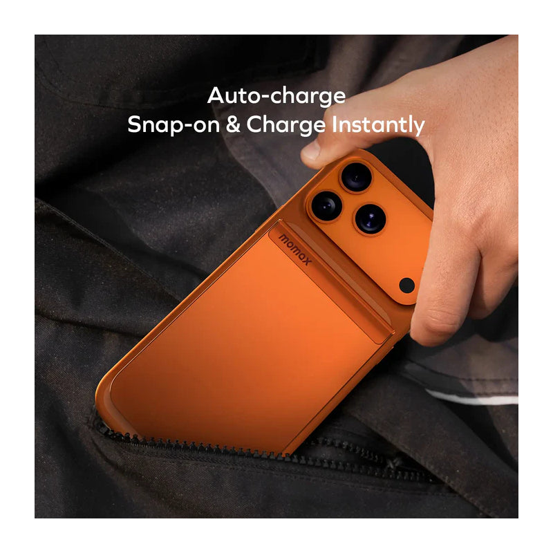 MOMAX 1-Power S.Pass Qi2 Magnetic Wireless Power Bank - 5000mAh / USB-C / Solar Orange