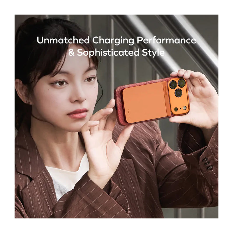 MOMAX 1-Power S.Pass Qi2 Magnetic Wireless Power Bank - 5000mAh / USB-C / Solar Orange