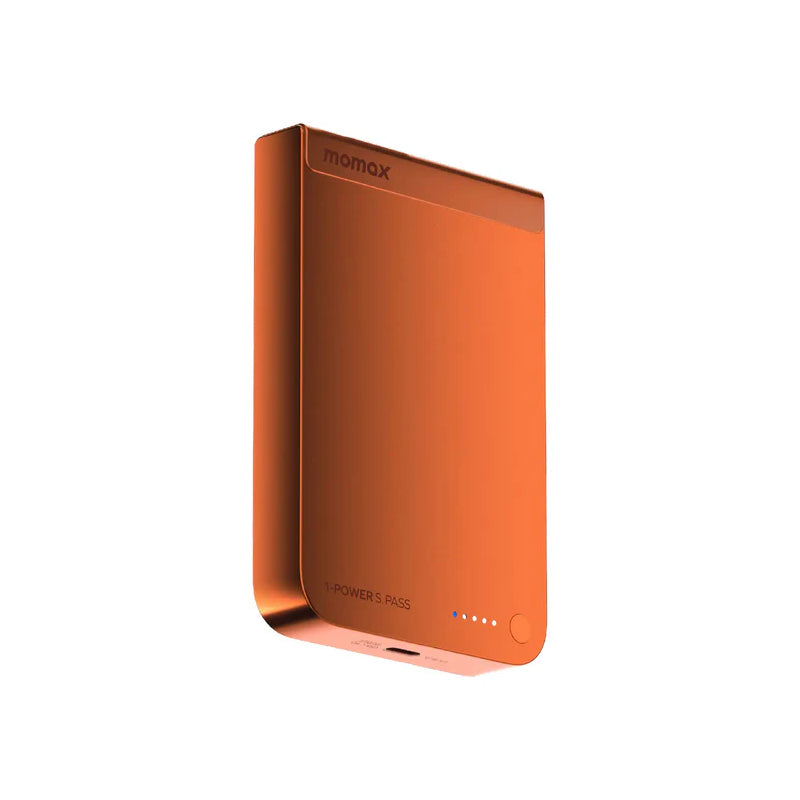 MOMAX 1-Power S.Pass Qi2 Magnetic Wireless Power Bank - 10000mAh / USB-C / Orange