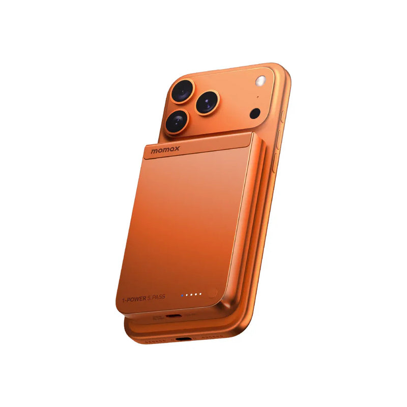 MOMAX 1-Power S.Pass Qi2 Magnetic Wireless Power Bank - 10000mAh / USB-C / Orange