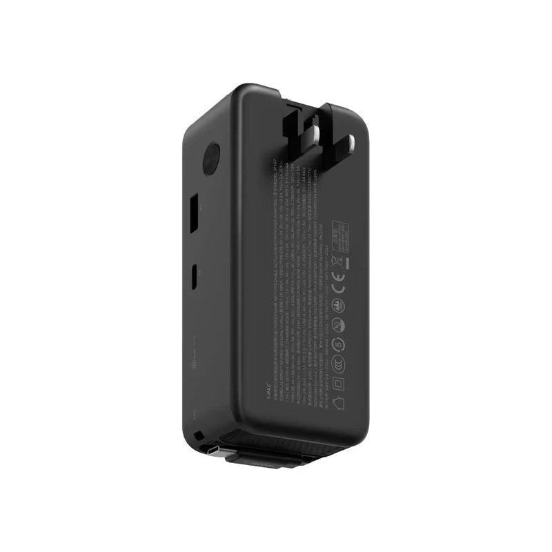 MOMAX 1-Pac 3-in-1 Hybrid GaN Power Bank with Built-In Retractable Cable - 10000mAh / USB-A / USB-C / Black
