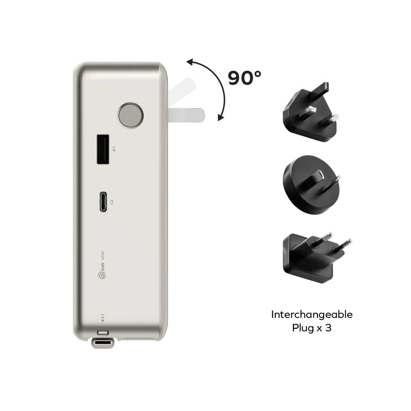 MOMAX 1-Pac 3-in-1 Hybrid GaN Power Bank with Built-In Retractable Cable - 10000mAh / USB-A / USB-C / Titanium
