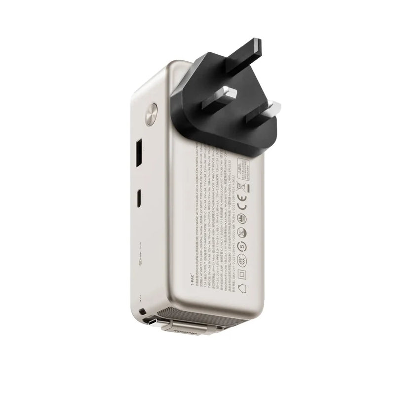 MOMAX 1-Pac 3-in-1 Hybrid GaN Power Bank with Built-In Retractable Cable - 10000mAh / USB-A / USB-C / Titanium