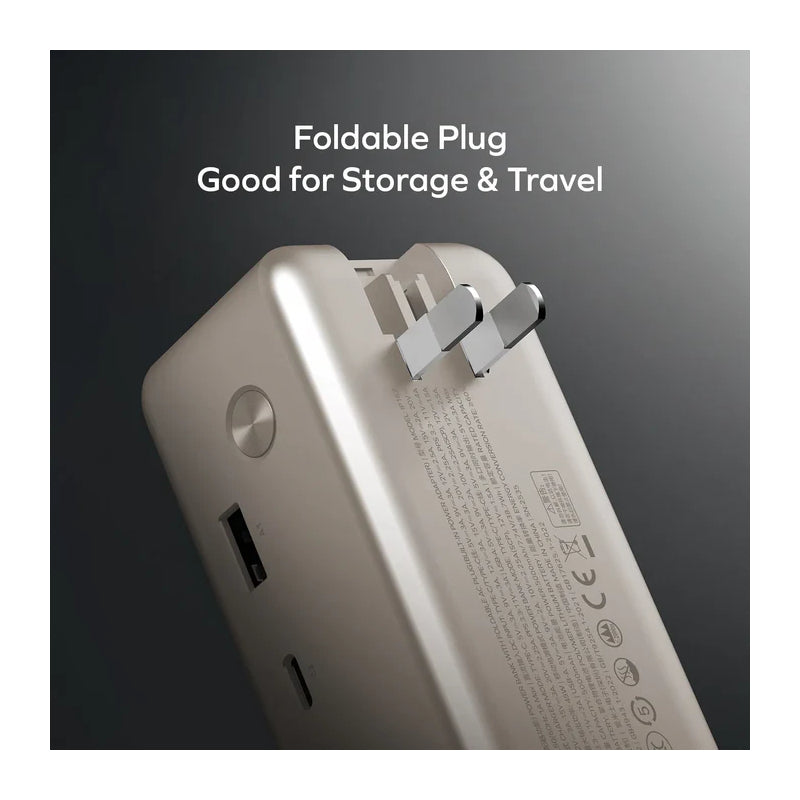 MOMAX 1-Pac 3-in-1 Hybrid GaN Power Bank with Built-In Retractable Cable - 10000mAh / USB-A / USB-C / Titanium