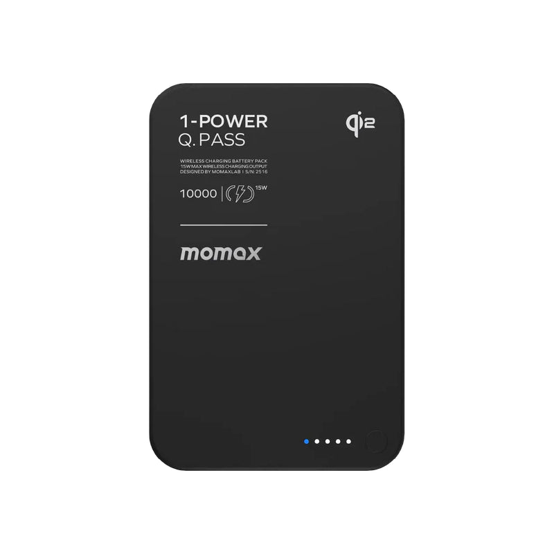 MOMAX 1-Power Q.Pass Qi2 Magnetic Wireless Power Bank - 10000mAh / USB-C / Black