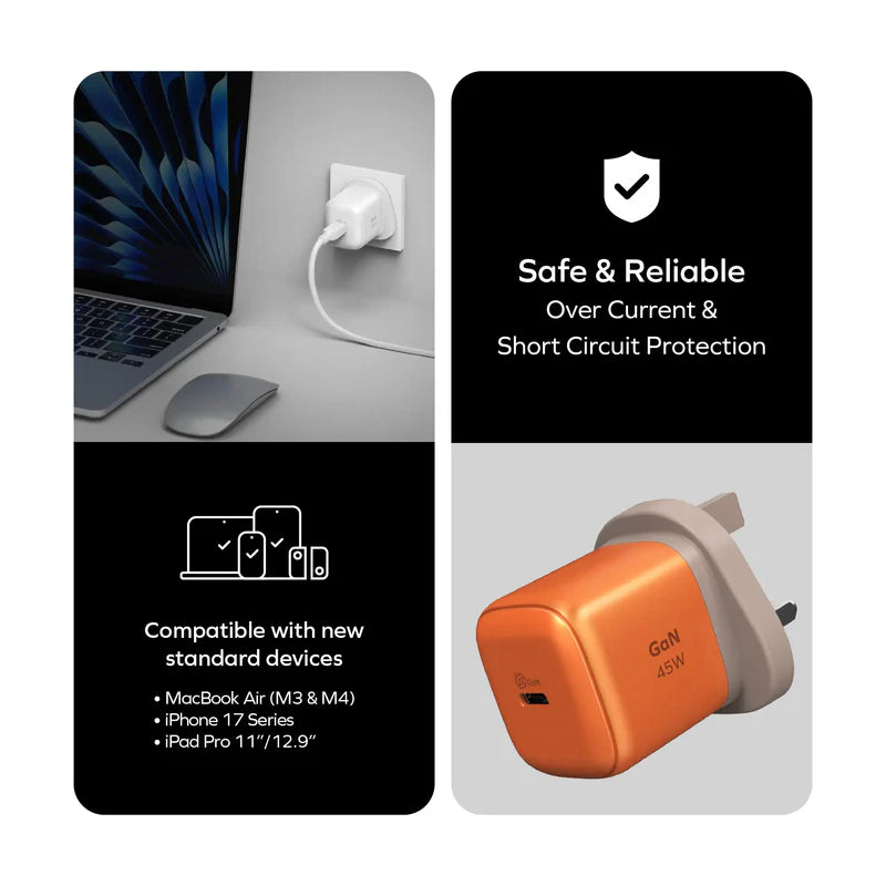 MOMAX 1-Charge GaN Charger - 45W / USB-C / Orange