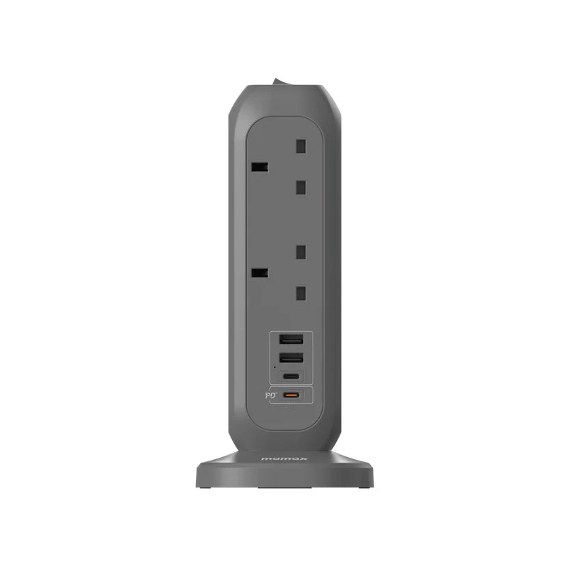 MOMAX OnePlug 11-Outlet Power Strip - USB-C / USB-A / 2 Meter / Grey